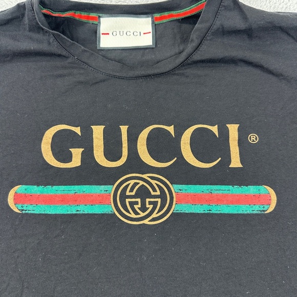 Gucci Logo Black T Shirt Men’s Size M - Picture 3 of 10
